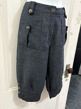 Britches style designer wool blend pants small pirate cosplay metal buttons